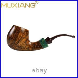 MUXIANG Handmade Briar Brandy Tobacco Pipe 8-Flame Ebonite Stem Smooth Wood Pipe