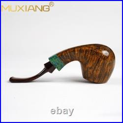 MUXIANG Handmade Briar Brandy Tobacco Pipe 8-Flame Ebonite Stem Smooth Wood Pipe