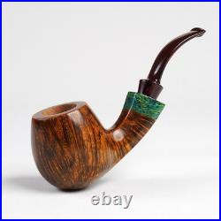 MUXIANG Handmade Briar Brandy Tobacco Pipe 8-Flame Ebonite Stem Smooth Wood Pipe
