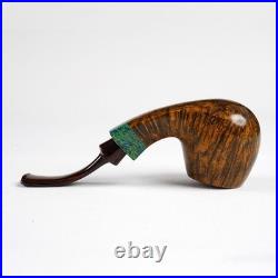 MUXIANG Handmade Briar Brandy Tobacco Pipe 8-Flame Ebonite Stem Smooth Wood Pipe