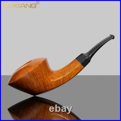 MUXIANG Handmade Briar Bulldog Pipe Smooth Wooden Tobacco Pipe Cumberland Stem
