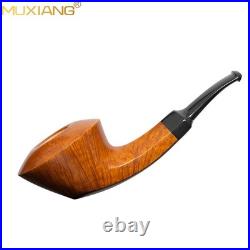MUXIANG Handmade Briar Bulldog Pipe Smooth Wooden Tobacco Pipe Cumberland Stem