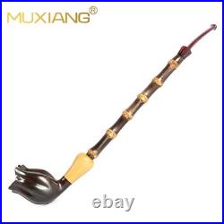 MUXIANG Handmade Briar Churchwarden Pipe Smooth Tobacco Smoking Pipe Bamboo Stem