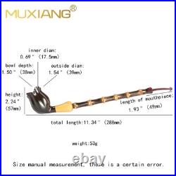MUXIANG Handmade Briar Churchwarden Pipe Smooth Tobacco Smoking Pipe Bamboo Stem