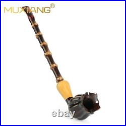 MUXIANG Handmade Briar Churchwarden Pipe Smooth Tobacco Smoking Pipe Bamboo Stem