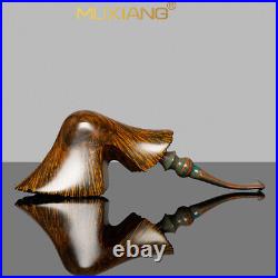 MUXIANG Handmade Briar Freehand Pipe Smooth Wooden Fleur Tobacco Pipe Vulcanite