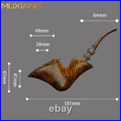 MUXIANG Handmade Briar Freehand Pipe Smooth Wooden Fleur Tobacco Pipe Vulcanite