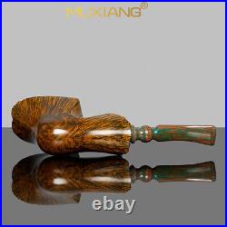 MUXIANG Handmade Briar Freehand Pipe Smooth Wooden Fleur Tobacco Pipe Vulcanite