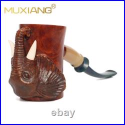 MUXIANG Handmade Briar Freehand Pipe Wooden Poker Tobacco Pipe Elephant Pipe