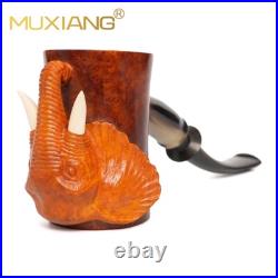 MUXIANG Handmade Briar Freehand Pipe Wooden Smooth Tobacco Pipe Elephant Pipe