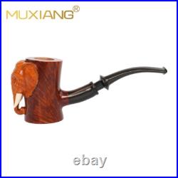 MUXIANG Handmade Briar Freehand Pipe Wooden Smooth Tobacco Pipe Elephant Pipe
