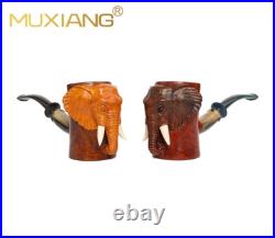 MUXIANG Handmade Briar Freehand Pipe Wooden Smooth Tobacco Pipe Elephant Pipe