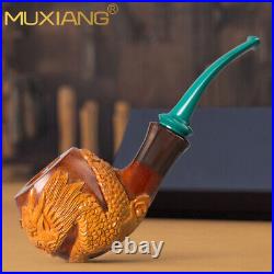 MUXIANG Handmade Briar Freehand Tobacco Pipe Rustic Carved Billiard Smoking Pipe