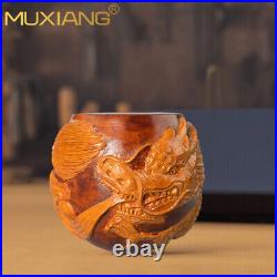 MUXIANG Handmade Briar Freehand Tobacco Pipe Rustic Carved Billiard Smoking Pipe