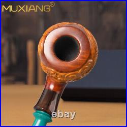 MUXIANG Handmade Briar Freehand Tobacco Pipe Rustic Carved Billiard Smoking Pipe