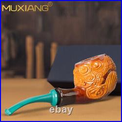 MUXIANG Handmade Briar Freehand Tobacco Pipe Rustic Carved Billiard Smoking Pipe