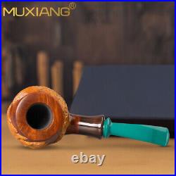 MUXIANG Handmade Briar Freehand Tobacco Pipe Rustic Carved Billiard Smoking Pipe