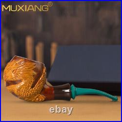MUXIANG Handmade Briar Freehand Tobacco Pipe Rustic Carved Billiard Smoking Pipe