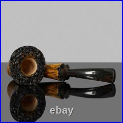 MUXIANG Handmade Briar Freehand Tobacco Pipe Smooth Poker Sitter Cherrywood Pipe