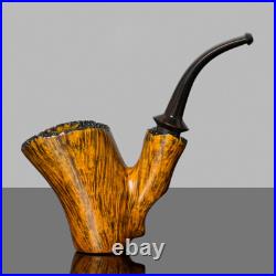 MUXIANG Handmade Briar Freehand Tobacco Pipe Smooth Poker Sitter Cherrywood Pipe