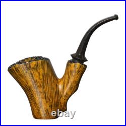 MUXIANG Handmade Briar Freehand Tobacco Pipe Smooth Poker Sitter Cherrywood Pipe