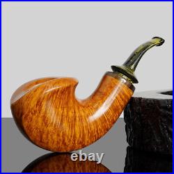 MUXIANG Handmade Briar Freehand Tobacco Pipe Vulcanite Stem Wooden Smooth Pipe