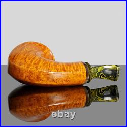 MUXIANG Handmade Briar Freehand Tobacco Pipe Vulcanite Stem Wooden Smooth Pipe