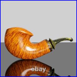 MUXIANG Handmade Briar Freehand Tobacco Pipe Vulcanite Stem Wooden Smooth Pipe