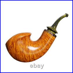 MUXIANG Handmade Briar Freehand Tobacco Pipe Vulcanite Stem Wooden Smooth Pipe