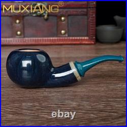 MUXIANG Handmade Briar Smooth Apple Tobacco Pipe Air Chamber 3mm Ebonite Stem