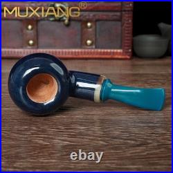 MUXIANG Handmade Briar Smooth Apple Tobacco Pipe Air Chamber 3mm Ebonite Stem