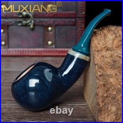 MUXIANG Handmade Briar Smooth Apple Tobacco Pipe Air Chamber 3mm Ebonite Stem