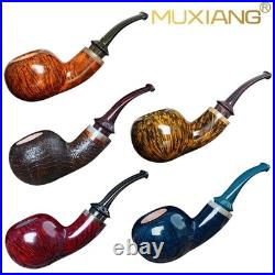 MUXIANG Handmade Briar Smooth Apple Tobacco Pipe Air Chamber 3mm Ebonite Stem
