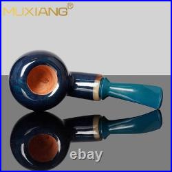 MUXIANG Handmade Briar Smooth Apple Tobacco Pipe Air Chamber 3mm Ebonite Stem