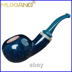 MUXIANG Handmade Briar Smooth Apple Tobacco Pipe Air Chamber 3mm Ebonite Stem