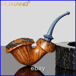 MUXIANG Handmade Briar Smooth Wooden Freehand Burl Tobacco Pipe Vulcanite Stem