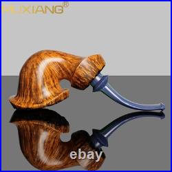 MUXIANG Handmade Briar Smooth Wooden Freehand Burl Tobacco Pipe Vulcanite Stem