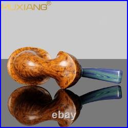 MUXIANG Handmade Briar Smooth Wooden Freehand Burl Tobacco Pipe Vulcanite Stem