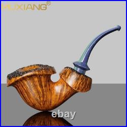 MUXIANG Handmade Briar Smooth Wooden Freehand Burl Tobacco Pipe Vulcanite Stem