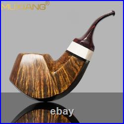 MUXIANG Handmade Briar Tobacco Pipe Smooth Facet Bowl Pipe Ivorite Vulcanit Stem