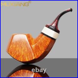 MUXIANG Handmade Briar Tobacco Pipe Smooth Facet Bowl Pipe Ivorite Vulcanit Stem
