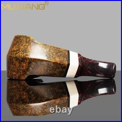 MUXIANG Handmade Briar Tobacco Pipe Smooth Facet Bowl Pipe Ivorite Vulcanit Stem