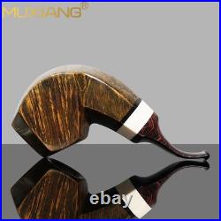 MUXIANG Handmade Briar Tobacco Pipe Smooth Facet Bowl Pipe Ivorite Vulcanit Stem