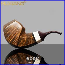 MUXIANG Handmade Briar Tobacco Pipe Smooth Facet Bowl Pipe Ivorite Vulcanit Stem