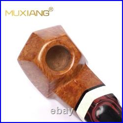 MUXIANG Handmade Briar Tobacco Pipe Smooth Facet Bowl Pipe Ivorite Vulcanit Stem