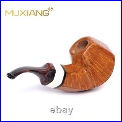 MUXIANG Handmade Briar Tobacco Pipe Smooth Facet Bowl Pipe Ivorite Vulcanit Stem