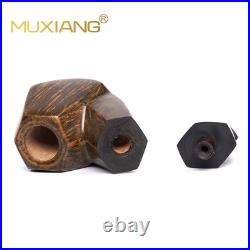 MUXIANG Handmade Briar Tobacco Pipe Smooth Facet Bowl Pipe Ivorite Vulcanit Stem