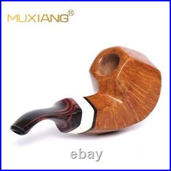 MUXIANG Handmade Briar Tobacco Pipe Smooth Facet Bowl Pipe Ivorite Vulcanit Stem
