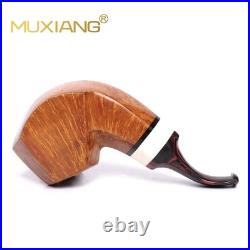MUXIANG Handmade Briar Tobacco Pipe Smooth Facet Bowl Pipe Ivorite Vulcanit Stem