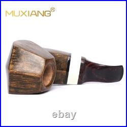 MUXIANG Handmade Briar Tobacco Pipe Smooth Facet Bowl Pipe Ivorite Vulcanit Stem
